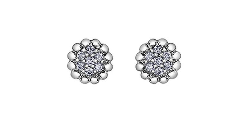 10K White Gold 0.105cttw Diamond Stud Earrings - 6mm