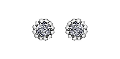 10K White Gold 0.105cttw Diamond Stud Earrings - 6mm