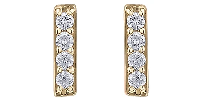 10K Yellow Gold Diamond Bar Earrings 0.072cttw
