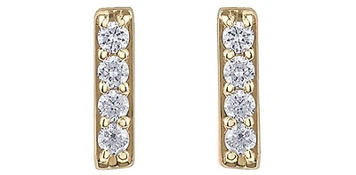 10K Yellow Gold Diamond Bar Earrings 0.14cttw
