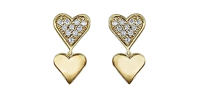 10K Yellow Gold Diamond Heart Earrings 0.10cttw