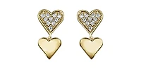 10K Yellow Gold Diamond Heart Earrings 0.10cttw