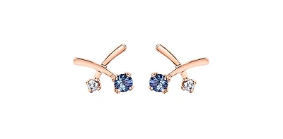 14K White & Rose Gold 0.16cttw Genuine Tanzanite & 0.05cttw Canadian Diamond Earrings