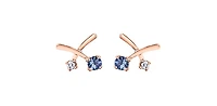 14K White & Rose Gold 0.16cttw Genuine Tanzanite & 0.05cttw Canadian Diamond Earrings