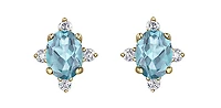 10K Yellow Gold Aquamarine and Diamond Earrings
