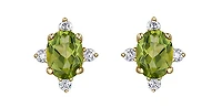 10K Yellow Gold 0.30cttw Peridot & 0.04cttw Diamond Earrings