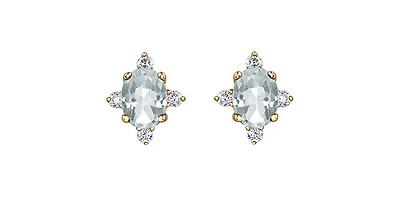 10K Yellow Gold White Topaz and Diamond Earrings
