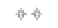 10K Yellow Gold White Topaz and Diamond Earrings