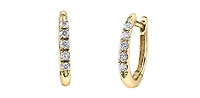 10K Yellow Gold 0.15cttw Diamond Hoop Hinged Huggie Earrings