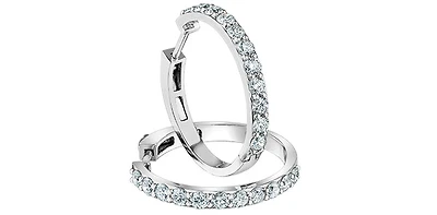 14K White Gold 1.00cttw Lab Grown Diamond Huggies - 21mm