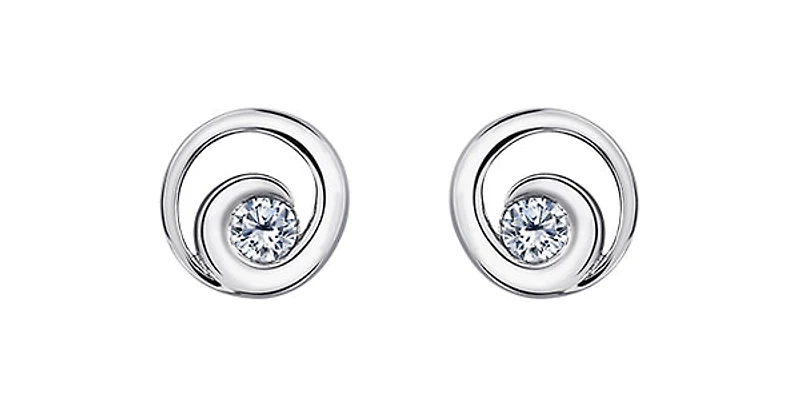 14K White Gold 0.128cttw Canadian Diamond Earring