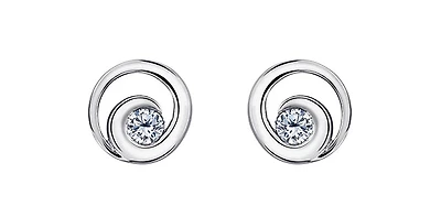 14K White Gold 0.128cttw Canadian Diamond Earring