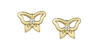 10K Yellow Gold 0.02cttw Diamond Butterfly Stud Earrings