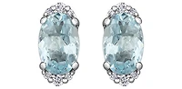 10K White Gold 0.80cttw Aquamarine and 0.05cttw Diamond Earrings with Butterfly Backs