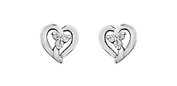 10K White Gold 0.03cttw Diamond Heart Earrings