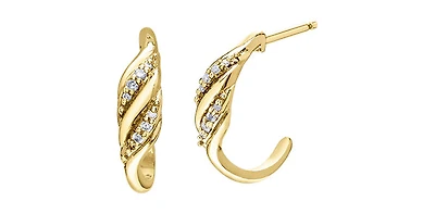 10K Yellow Gold 0.06cttw Diamond Half Hoop Earrings