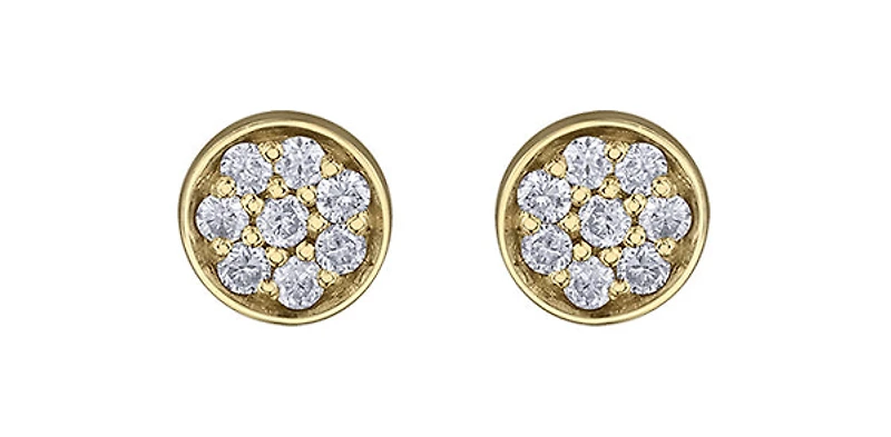 10K Yellow Gold 0.08cttw Diamond Pave Stud Earrings