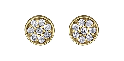 10K Yellow Gold 0.08cttw Diamond Pave Stud Earrings
