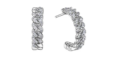 10K White Gold 0.66cttw Miami Cuban Link Diamond Earring