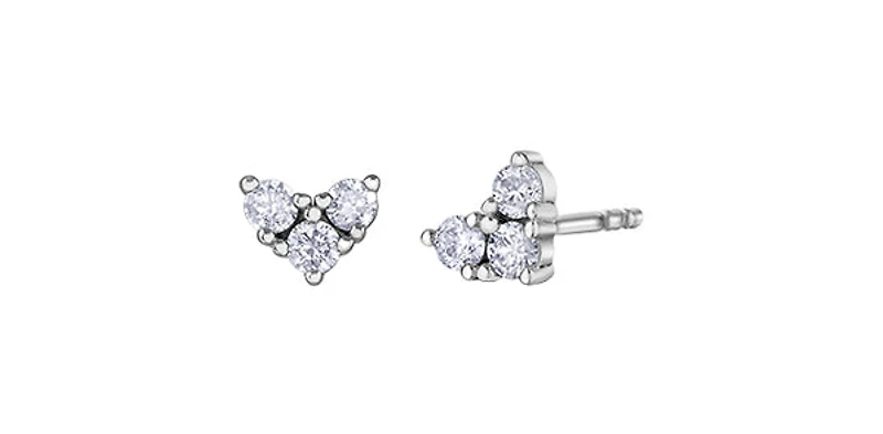 10K White Gold 0.25cttw Diamond Heart Earrings