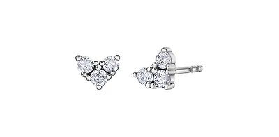 10K White Gold 0.25cttw Diamond Heart Earrings