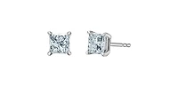 14K White Gold 1.00cttw Lab Grown Princess Cut Diamond Solitaire Earrings with Butterfly Back