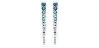 14K White Gold Blue Topaz and Canadian Diamond Dangle Earrings