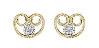 10K Yellow Gold Diamond Filigree Antique Heart Earrings 0.02cttw
