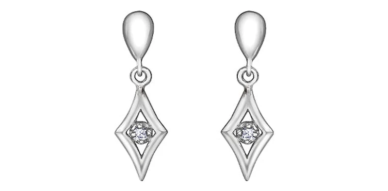 10K White Gold 0.06cttw Diamond Dangle Earrings