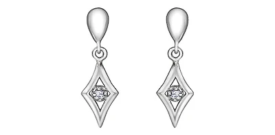 10K White Gold 0.06cttw Diamond Dangle Earrings