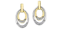 10K White & Yellow Gold 0.10cttw Diamond Double Eternity Earrings