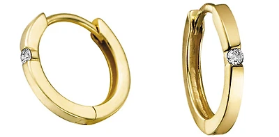 10K Gold 0.04cttw Diamond Hoop / Huggie / Hinged Earring