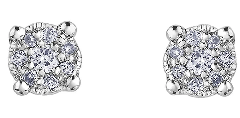 10K White Gold 0.08cttw Diamond Stud Earring