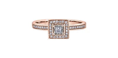 10K Rose Gold 0.20cttw Canadian Diamond Halo Engagement Ring, size 6.5
