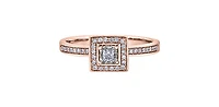 10K Rose Gold 0.20cttw Canadian Diamond Halo Engagement Ring, size 6.5