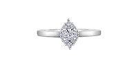 10K White Gold 0.30cttw Canadian Diamond Halo Engagement Ring, size 6.5