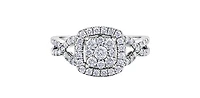 10K White Gold 1.00cttw Diamond Halo Engagement Ring, size 6.5