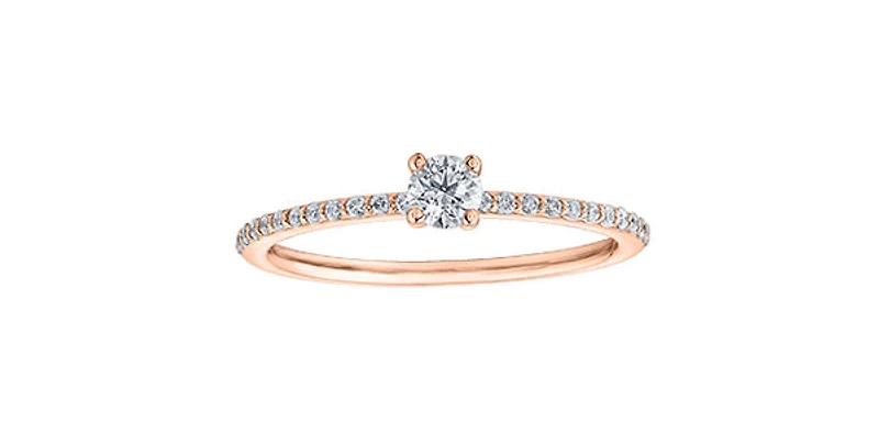 10K Rose Gold 0.30cttw Canadian Diamond Ring, Size 6.5