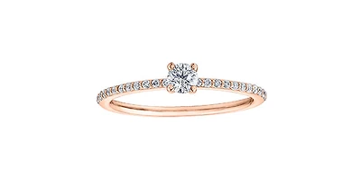 10K Rose Gold 0.30cttw Canadian Diamond Ring, Size 6.5