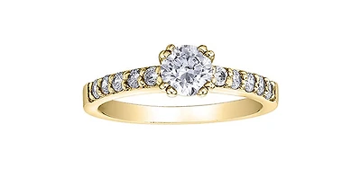 14K Yellow Gold 0.70cttw Canadian Diamond Engagement Ring, size 6.5 - 4.5