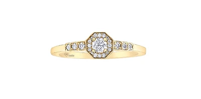 10K Yellow Gold 0.40cttw Canadian Diamond  Halo Engagement Ring, size 6.5 - 6.5