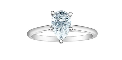 14K Gold 1.00cttw Lab Grown Diamond Pear Shape Solitaire Engagement Ring - /