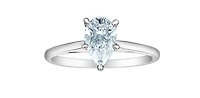 14K Gold 1.00cttw Lab Grown Diamond Pear Shape Solitaire Engagement Ring - /