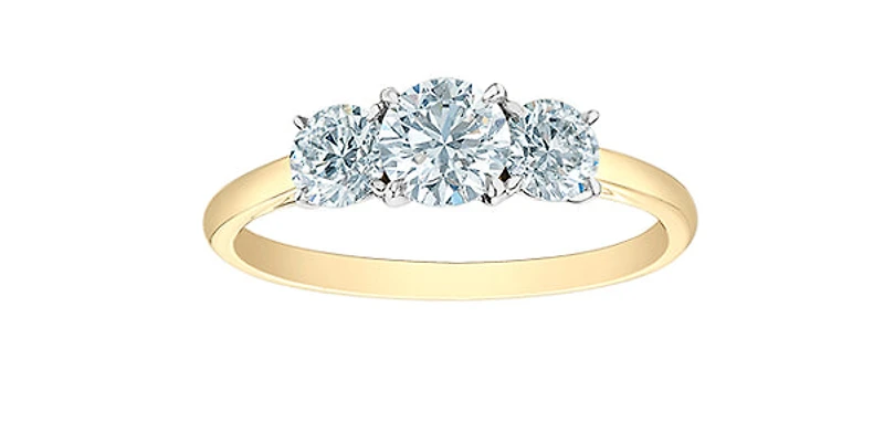 14K Gold 1.00cttw Lab Grown Diamond 3 Stone Engagement Ring - carat / 4.5