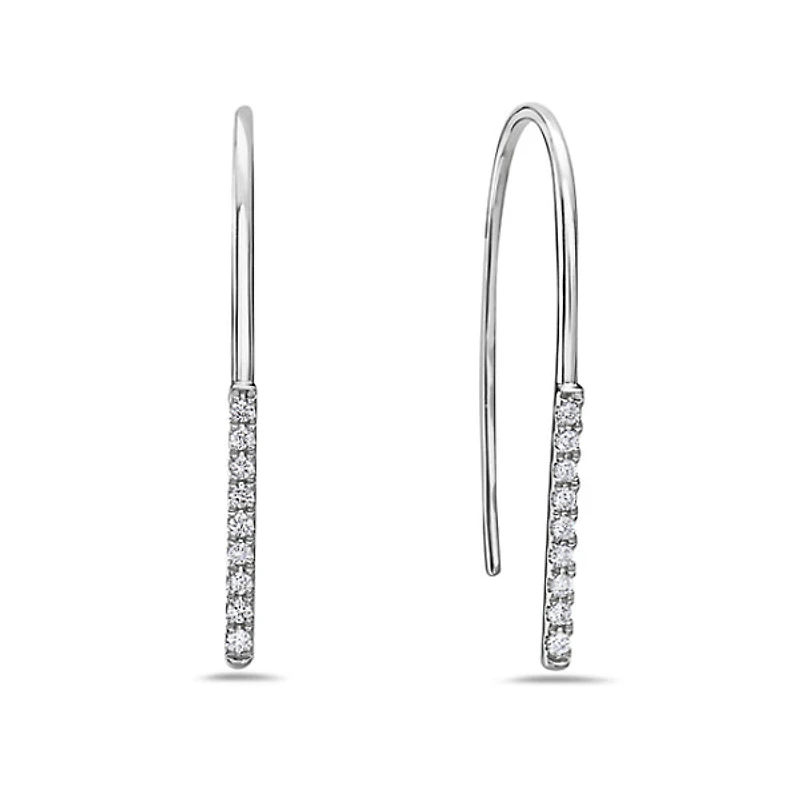 14K White Gold 0.09cttw Diamond Dangle Earrings