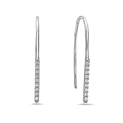 14K White Gold 0.09cttw Diamond Dangle Earrings