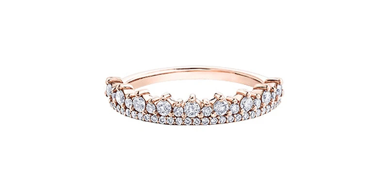 10K Rose Gold 0.50cttw Crown Diamond Ring - Size 6.75
