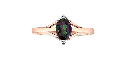 10K Rose Gold 1.00cttw Mystic Topaz & 0.02cttw Diamond Ring - 4.5