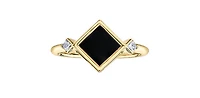 10K Yellow Gold 6mm Onyx And 0.084cttw Canadian Diamond Ring, 6.5 - / 4.5