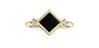 10K Yellow Gold 6mm Onyx And 0.084cttw Canadian Diamond Ring - 4.5